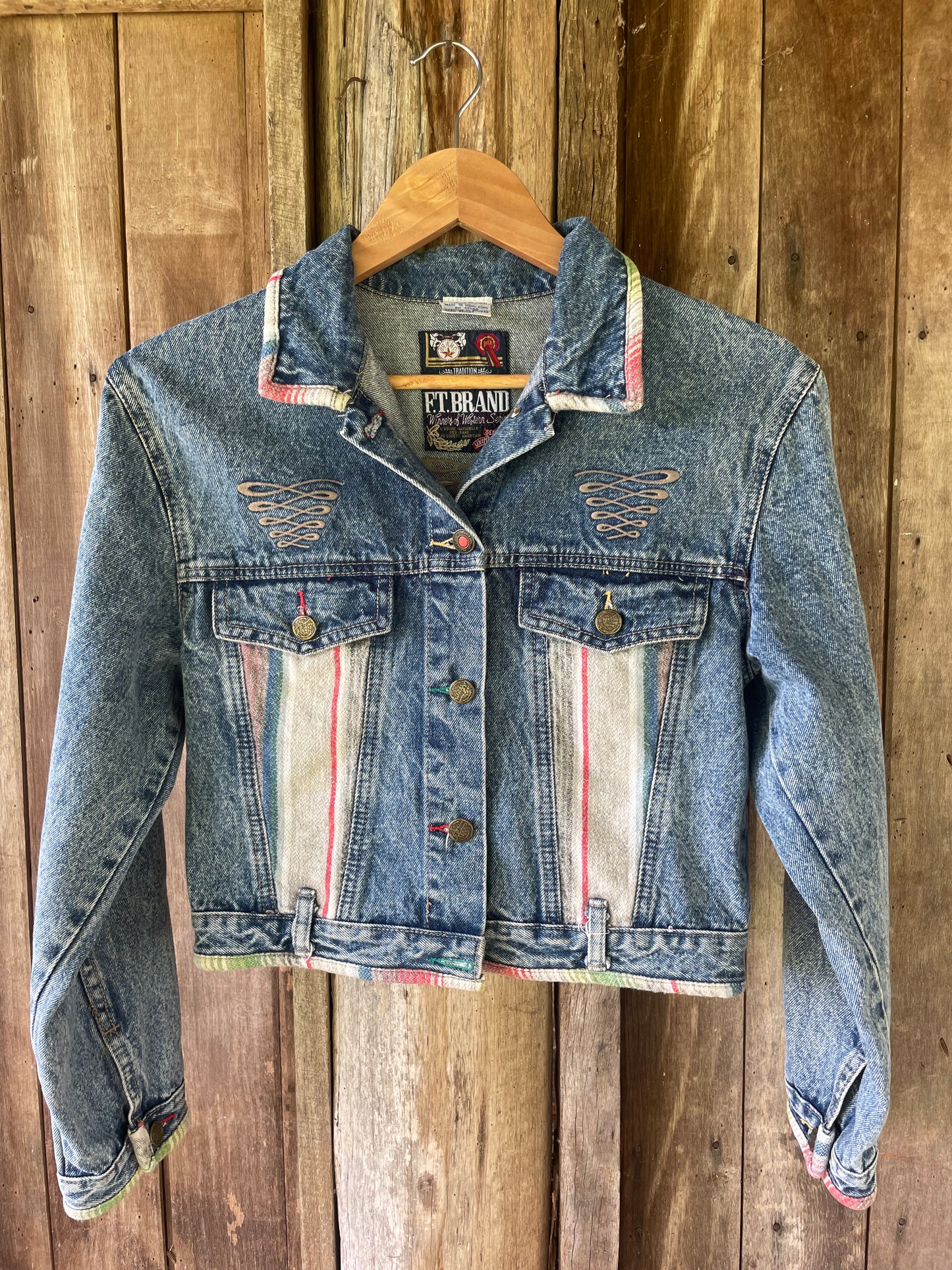 Striped inlay denim jacket (S)
