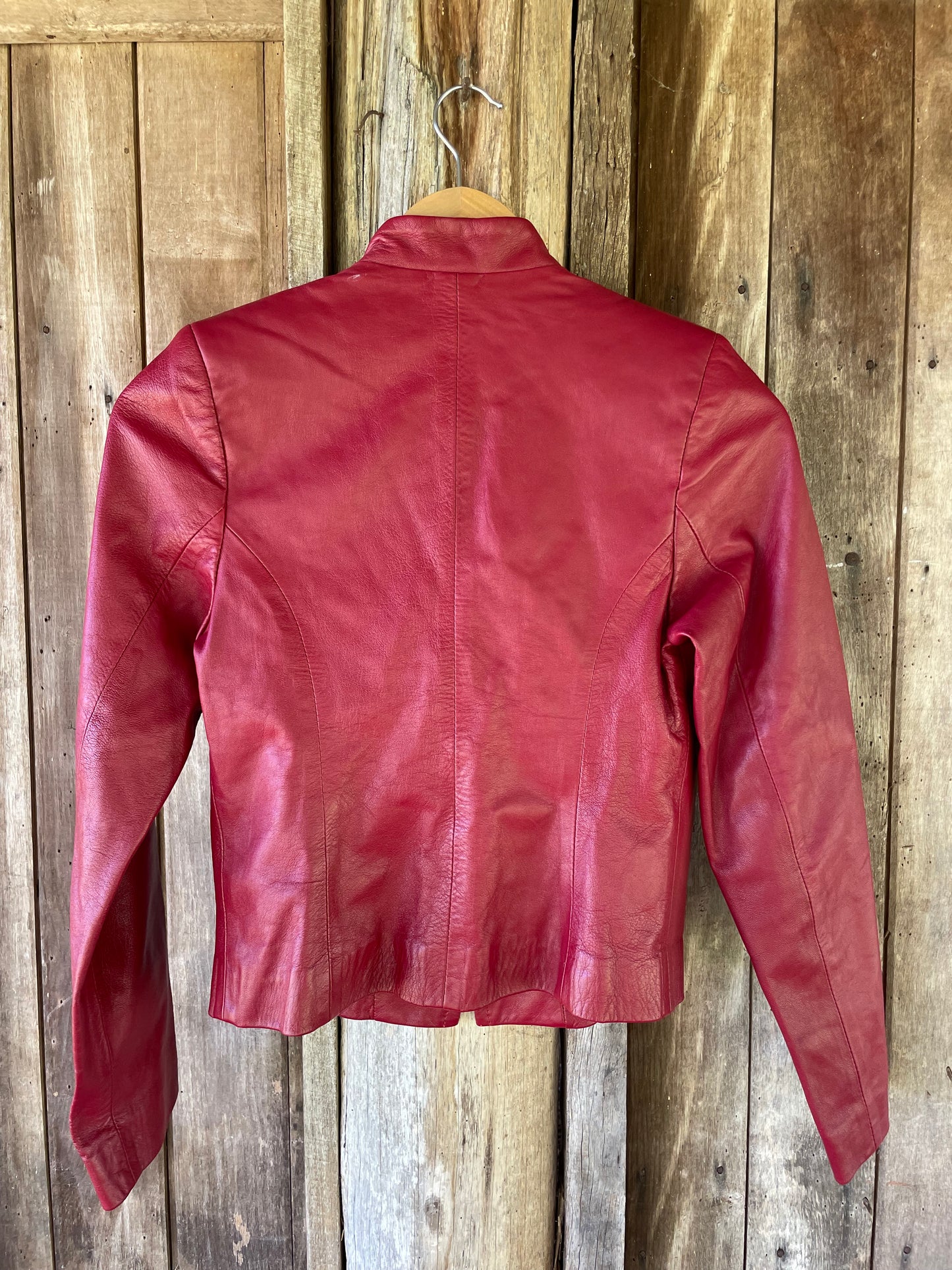 Red Italian leather jacket (XS/S)