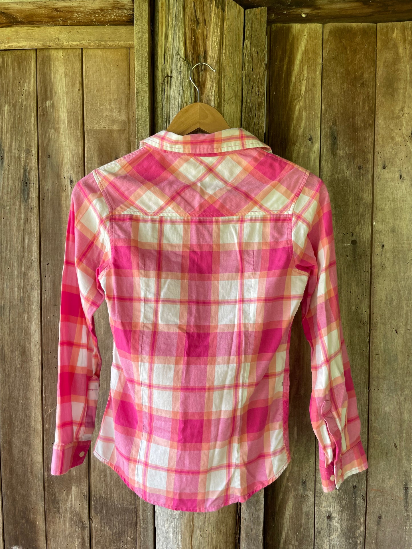 Burberry pink plaid shirt (XS)