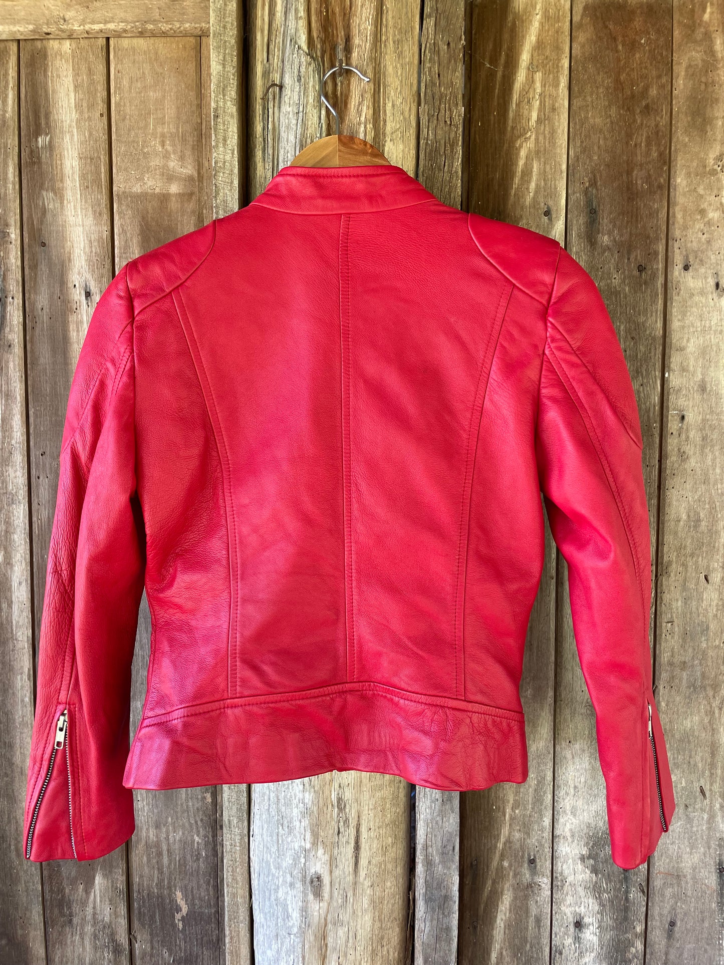 Custom made red leather jacket (XS)