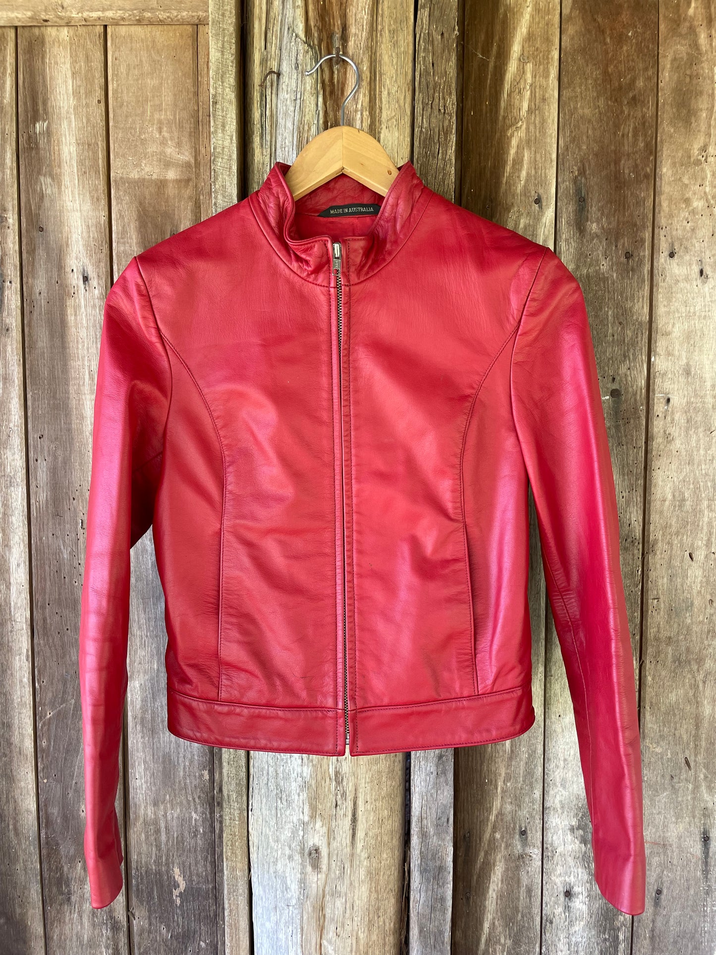 Red leather jacket (XS/S)