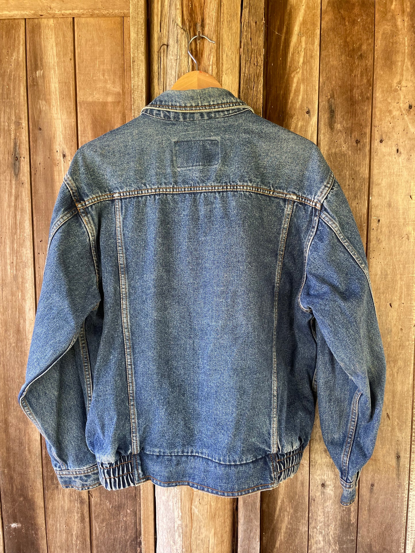 Vintage denim patch jacket (L)