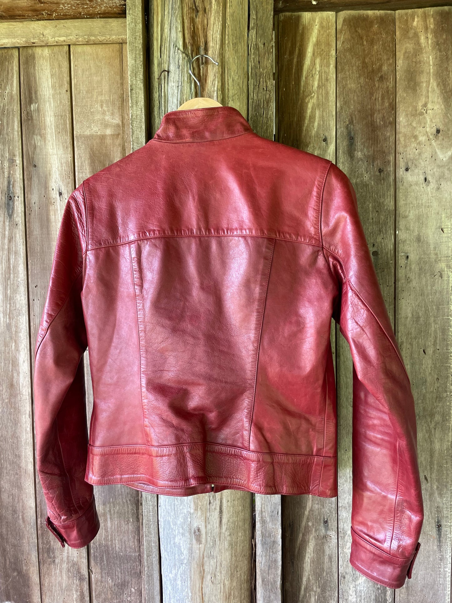 Vintage red leather jacket (S)