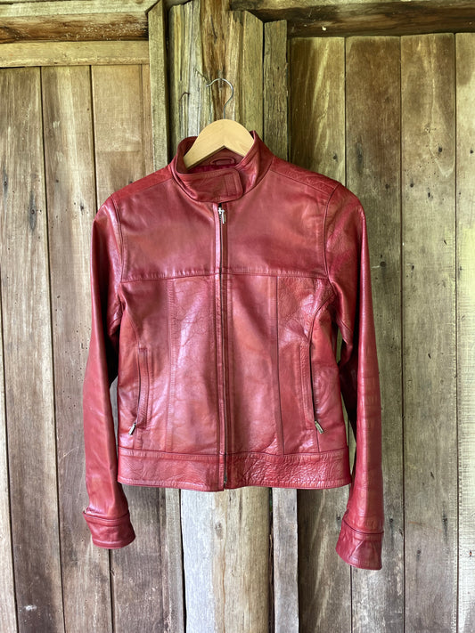 Vintage red leather jacket (S)
