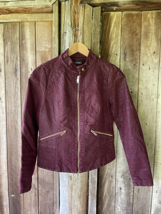 Maroon moto jacket (S)