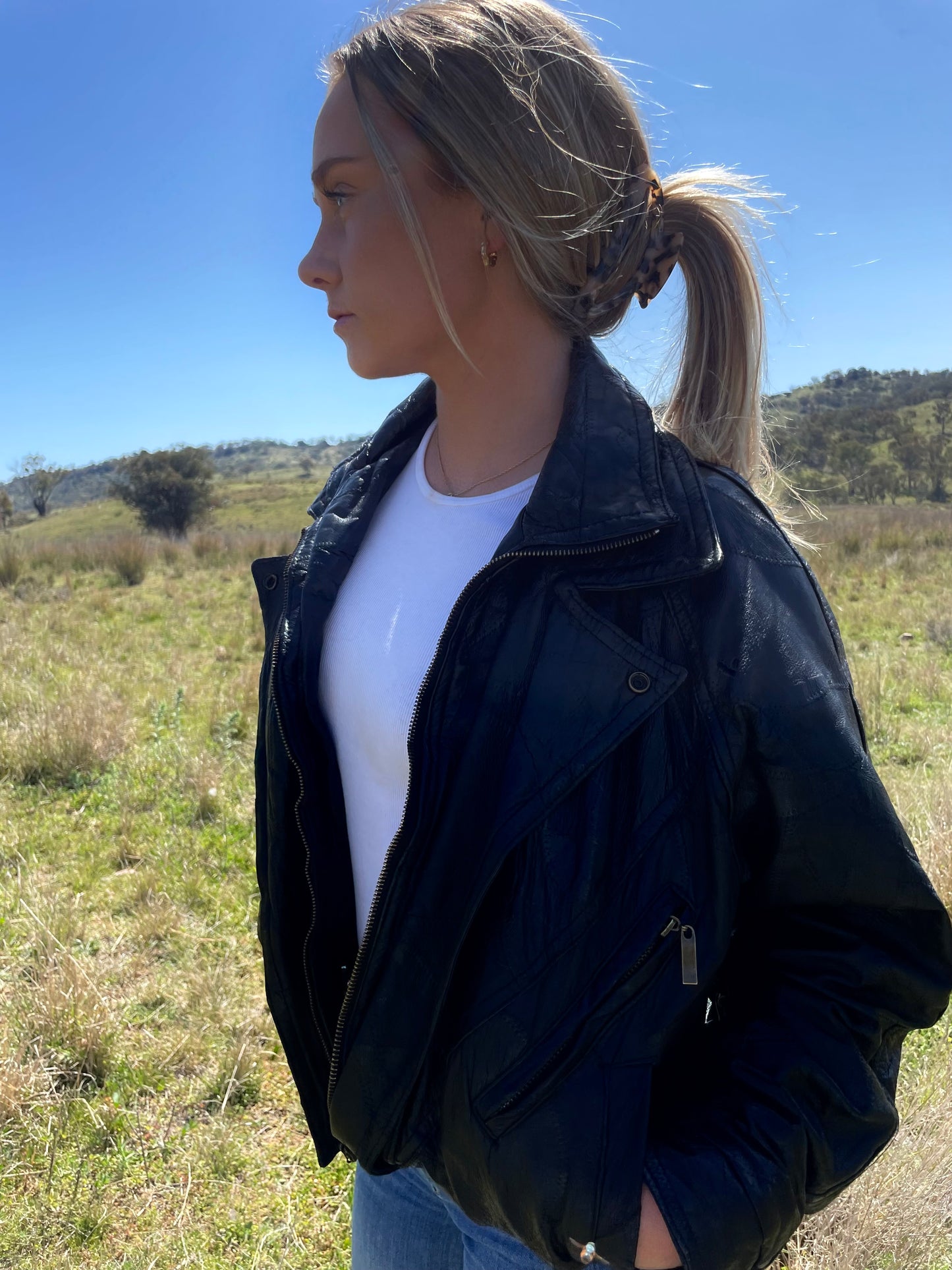 Vintage leather motorcycle jacket