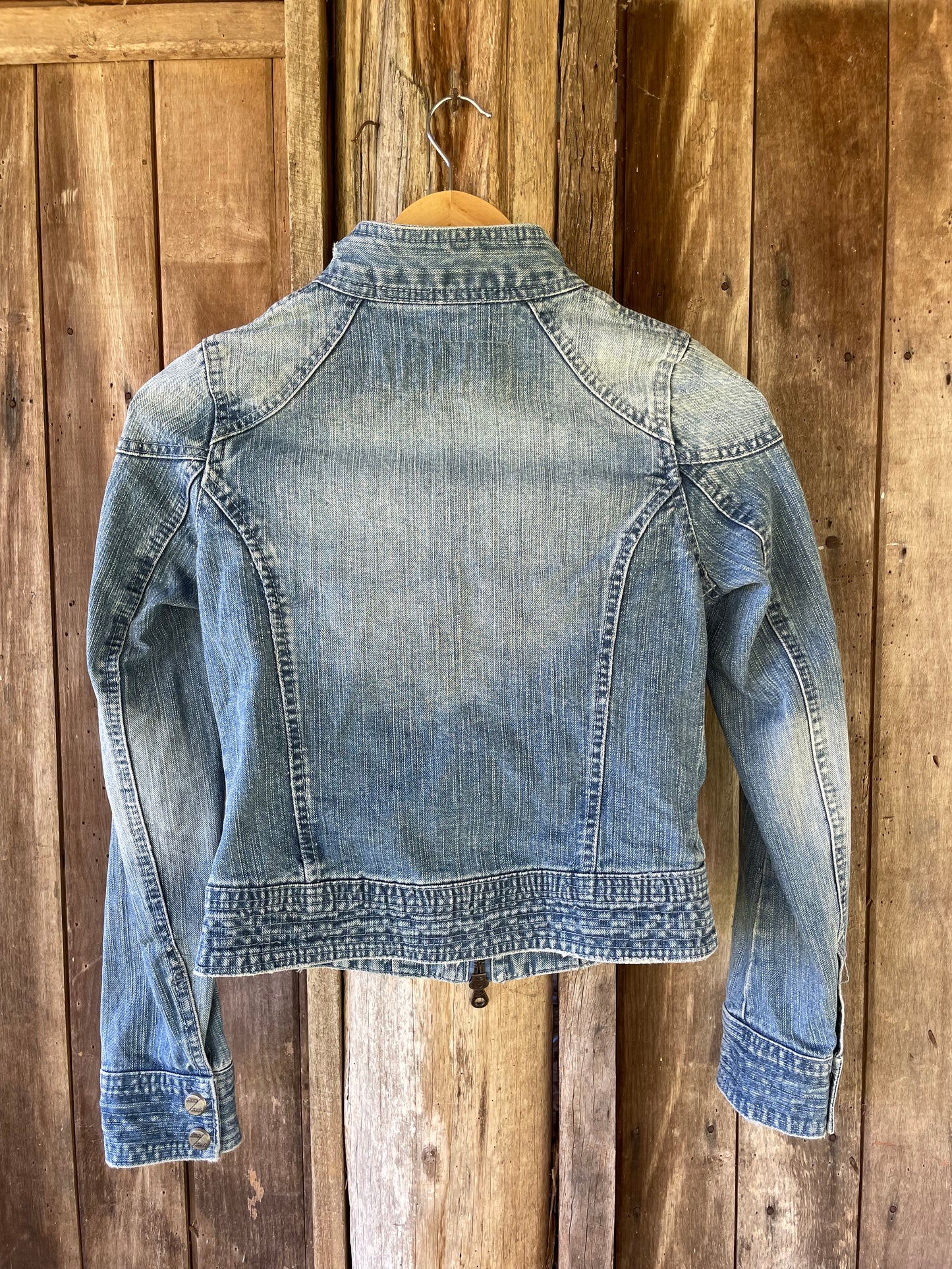 Vintage denim moto jacket (XS)