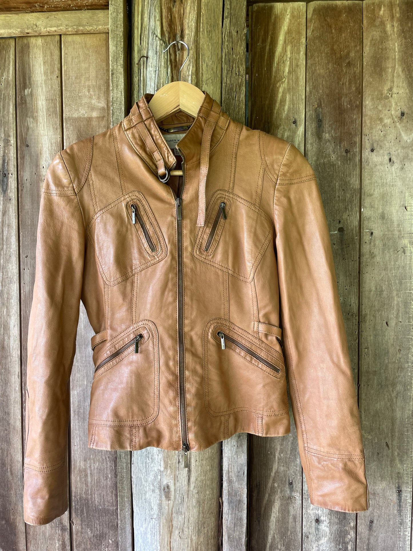 Brown leather moto jacket (8)