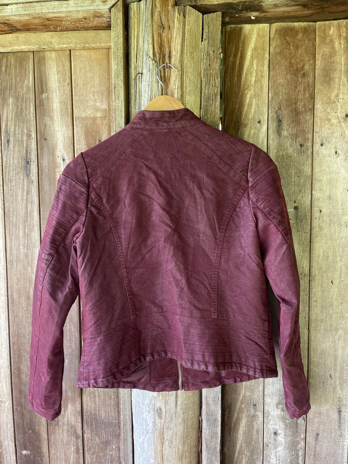 Maroon moto jacket (S)